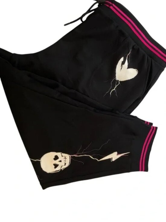 torrid Pants - Torrid Jogger Pants 1X Lovesick Pull On Black Pink Skull Hearts Lounge Modal NWT